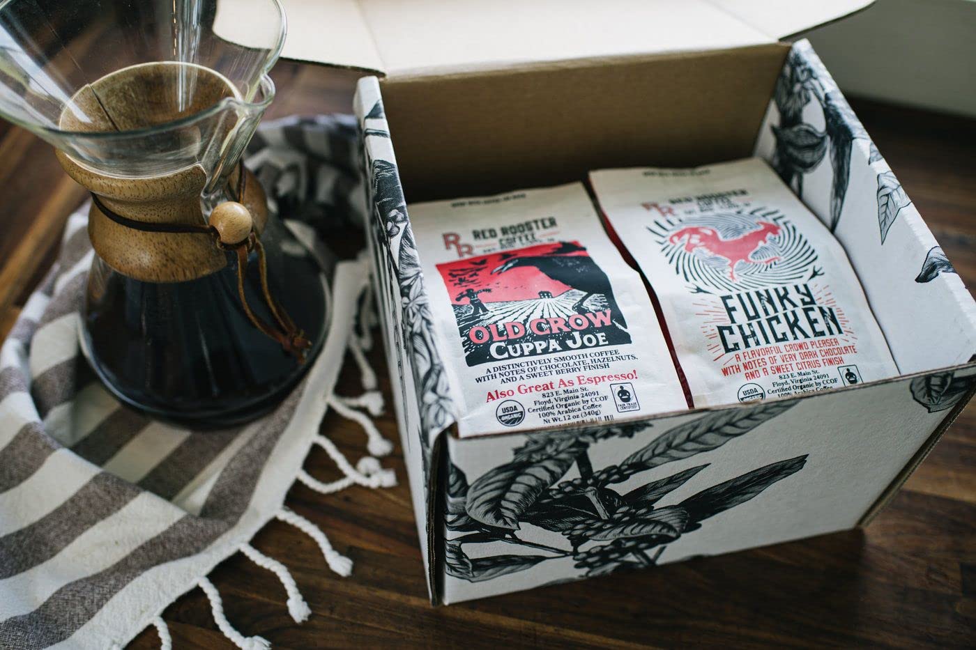 Red Rooster Coffee, Organic Old Crow Cuppa Joe - Medium Roast Whole Bean Coffee - Notes of Blackberry, Tart Cherry, Dark Chocolate & Trail Mix - 12oz