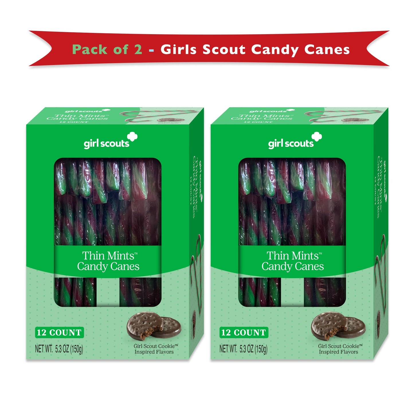 Girl Scout Thin Mints Candy Canes 2 Pack (24 Candy Canes Total) Weird Candy Cane Flavors, Christmas Candy Canes, Bulk Candy Canes, Weird Flavor Candy
