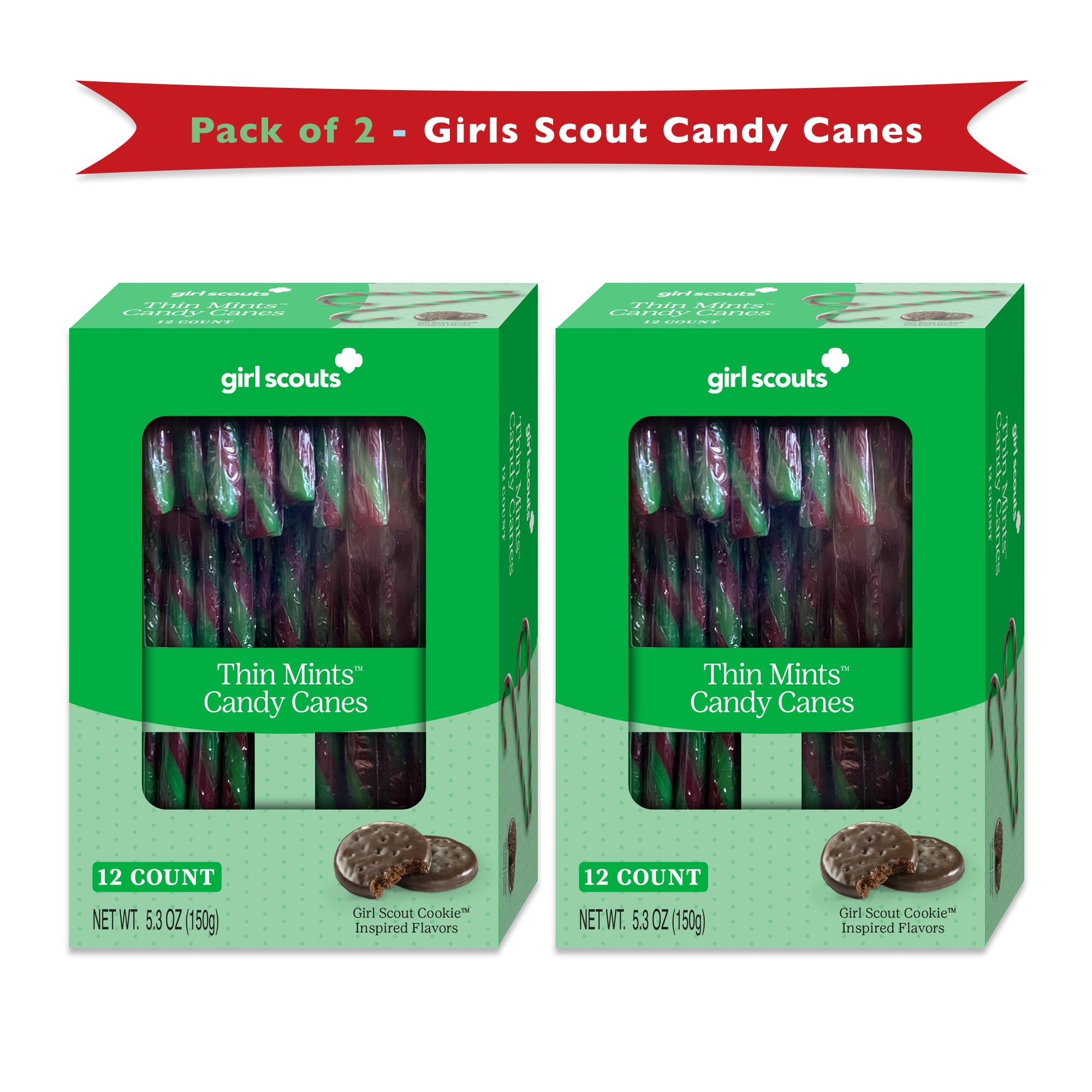 Girl Scout Thin Mints Candy Canes 2 Pack (24 Candy Canes Total) Weird Candy Cane Flavors, Christmas Candy Canes, Bulk Candy Canes, Weird Flavor Candy