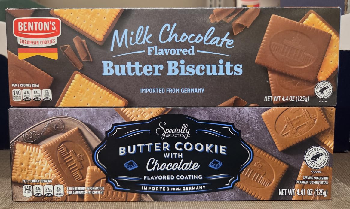 Milk Chocolate Covered Butter Cookies - 4.4-Ounce Boxes (Pack of 2)