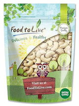 Food to Live Raw Cashews, 8 Ounces Deluxe Whole Nuts, Unsalted, Unroasted Fancy Snack, Size W-320, Kosher, Vegan, Bulk, A good source of Magnesium