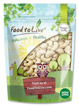 Food to Live Raw Cashews, 8 Ounces Deluxe Whole Nuts, Unsalted, Unroasted Fancy Snack, Size W-320, Kosher, Vegan, Bulk, A good source of Magnesium