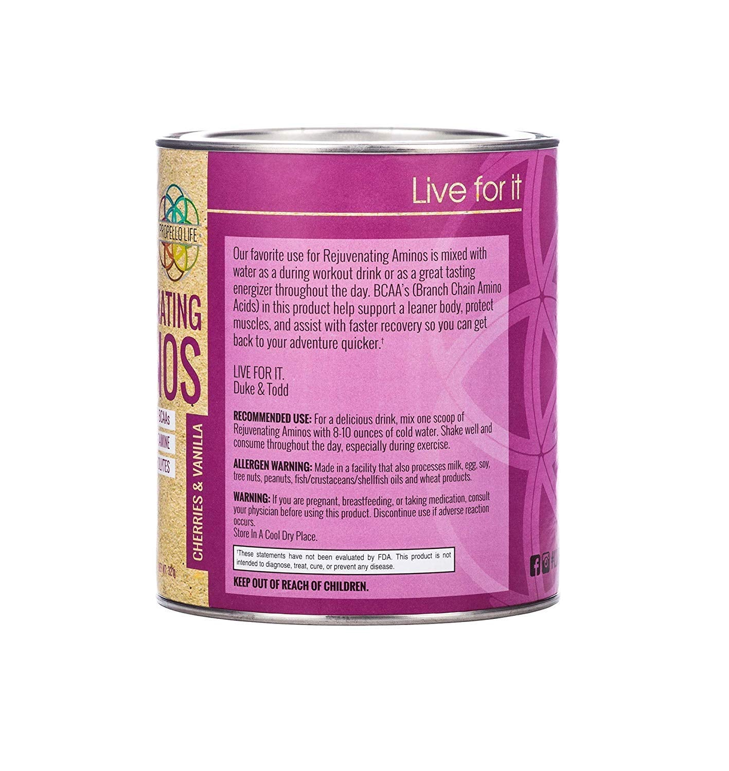 Propello Life Rejuvenating Aminos Drink Mix, Cherries & Vanilla, 321g