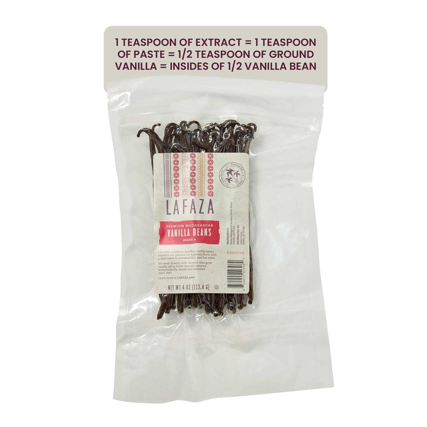 Lafaza Organic Whole Gourmet Madagascar Bourbon Vanilla Beans, 1lb, Kosher, Non-GMO