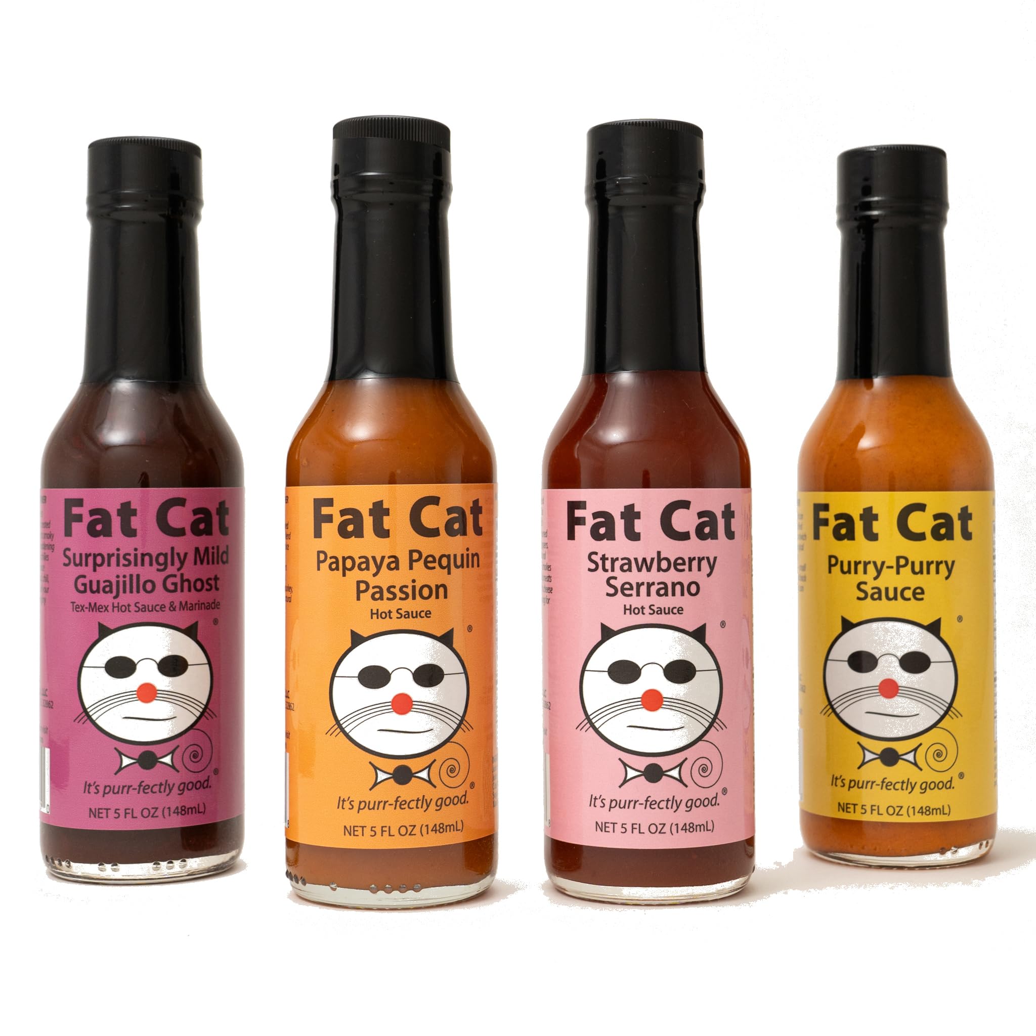 Mild Heat Hot Sauce Gift Box by Fat Cat Gourmet, Four Bottles