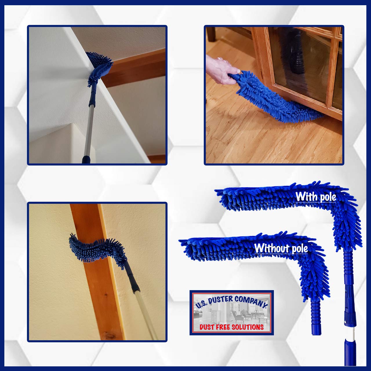 Ceiling Fan Duster Cobweb Duster, Extendable Reach 20 feet, | 3-Stage Aluminum Telescoping Pole | Extends for High Ceiling Duster | Long Handle Plus 2