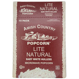 Amish Country Popcorn | Old Fashioned Microwave Popcorn | 10 Bags Lite Natural White Hulless | Non-GMO, Gluten Free, Microwaveable and Kosher (10