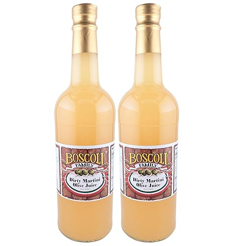 Boscoli Dirty Martini Olive Juice - 25 oz Bottle, Pack of 2, All Natural, Gluten-Free - Premium Cocktail Mixer for Martinis & Bloody Marys