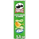 Pringles Potato Crisps Chips, Lunch Snacks, On-The-Go Snacks, Sour Cream and Onion, 5.5oz Can (1 Can)