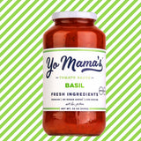 Yo Mama's Foods Keto Tomato Basil Pasta and Spaghetti Sauce - Pack of (3) - No Sugar Added, Low Carb, Low Sodium, Vegan, Gluten Free, Paleo Friendly