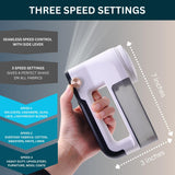 True & Tidy XL Fabric Shaver & Lint Remover Rechargeable Electric Sweater Defuzzer w/ 6-Blade Stainless Steel, 3 Speeds, LED Display, 2 Extra Blades
