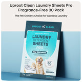Uproot Clean Laundry Sheets Pro - 30 Pack - Fragrance-Free: Mineral-Powered Laundry Detergent Sheets Travel Pack - Eliminate Clinging Fur, Pet Odors