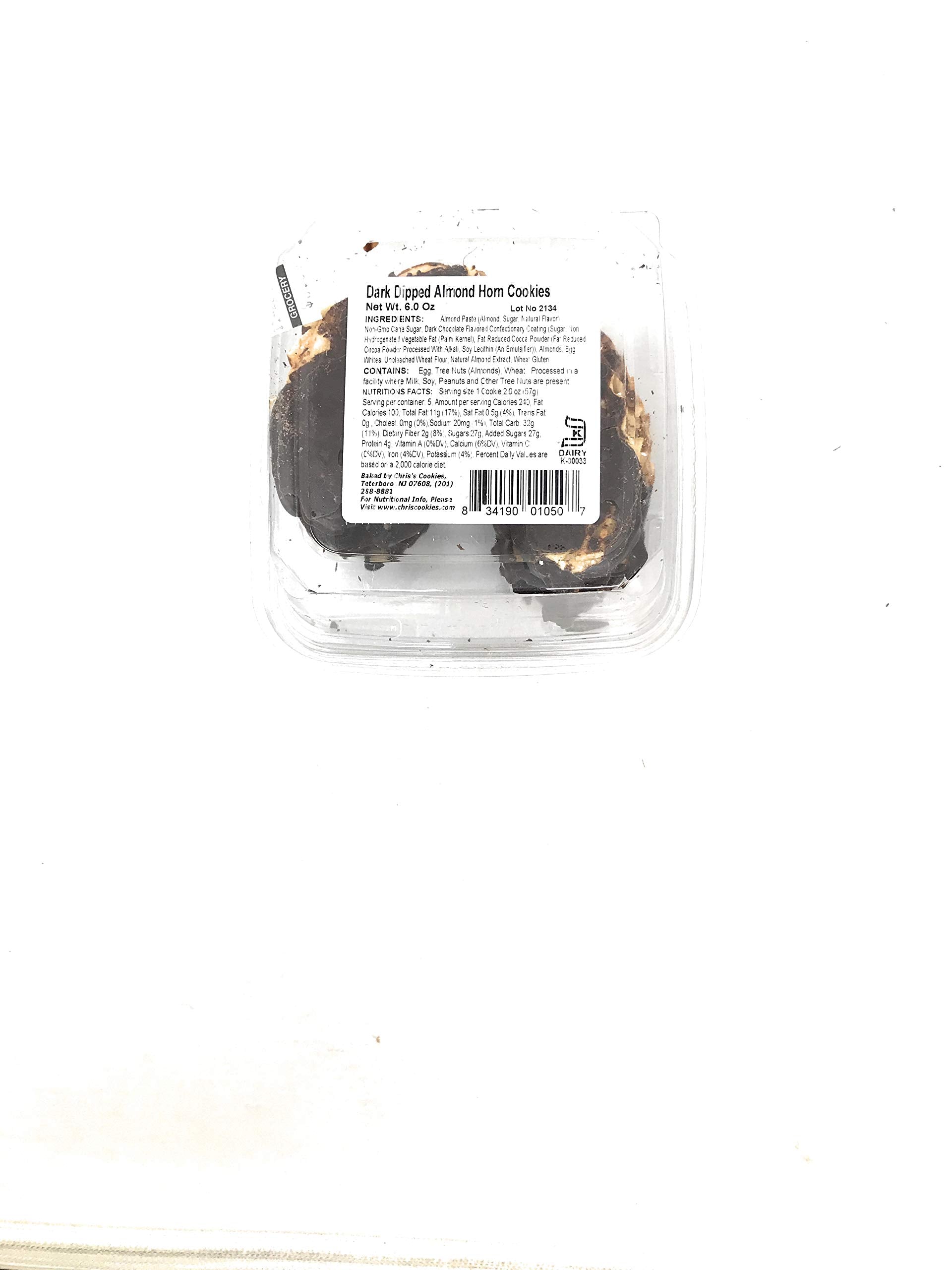 Chris's Cookies, Cookies Dark Dipped Almond Horn, 6 Ounce