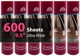 RainbowZone 6 Rolls of 9.5'' Extra Wide Large Lint Roller Refills. Total 600 Extra Sticky Adhesive Peel Sheets (100 Sheet per roll) for Pet Hair