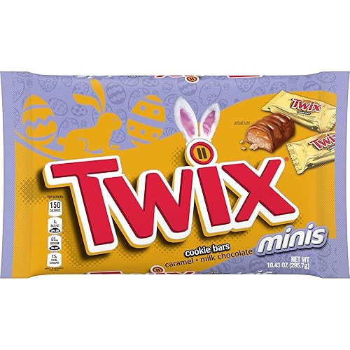 Twix (1 Bag) Easter Cookie Bars Caramel Milk Chocolate Minis 10.43 oz / 295.7 g Approx 10 Servings Per Pack