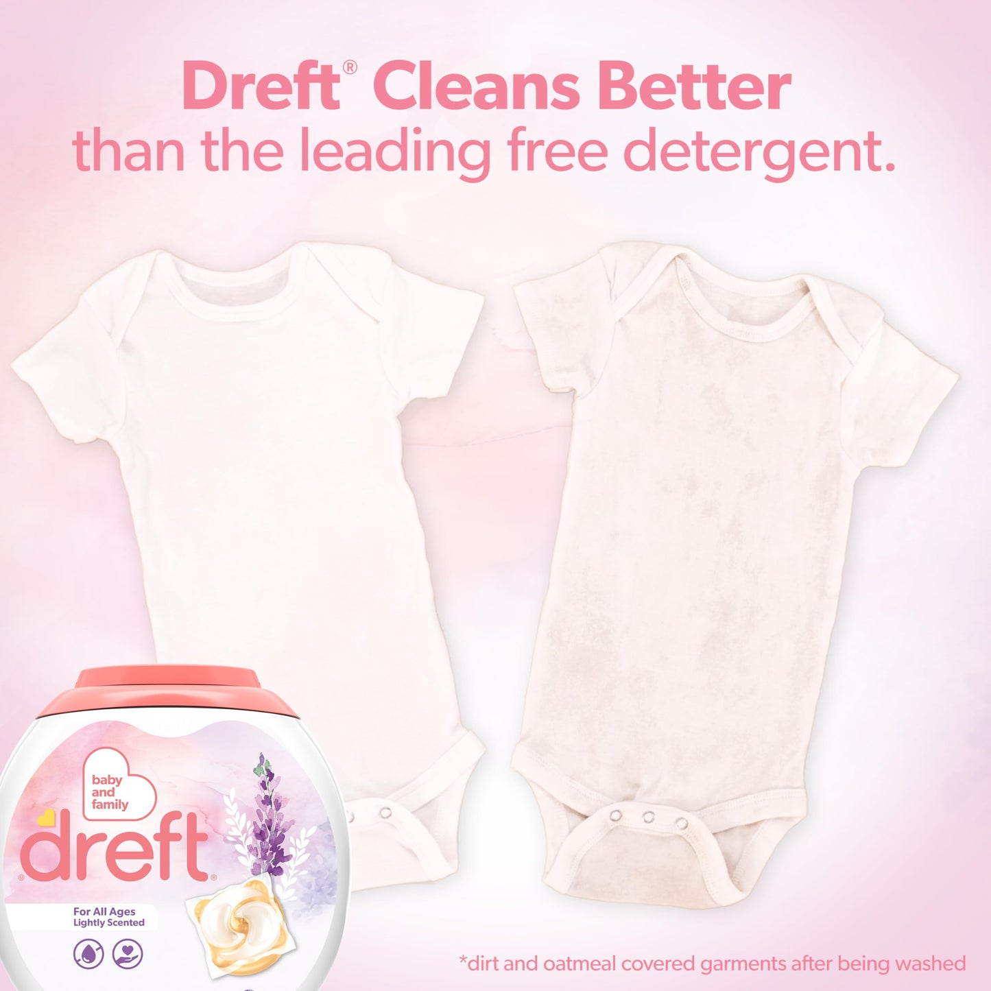 Dreft Laundry Detergent Pacs, Lightly Scented, Lavender, For Baby and Family, XL Pacs, 45 Count