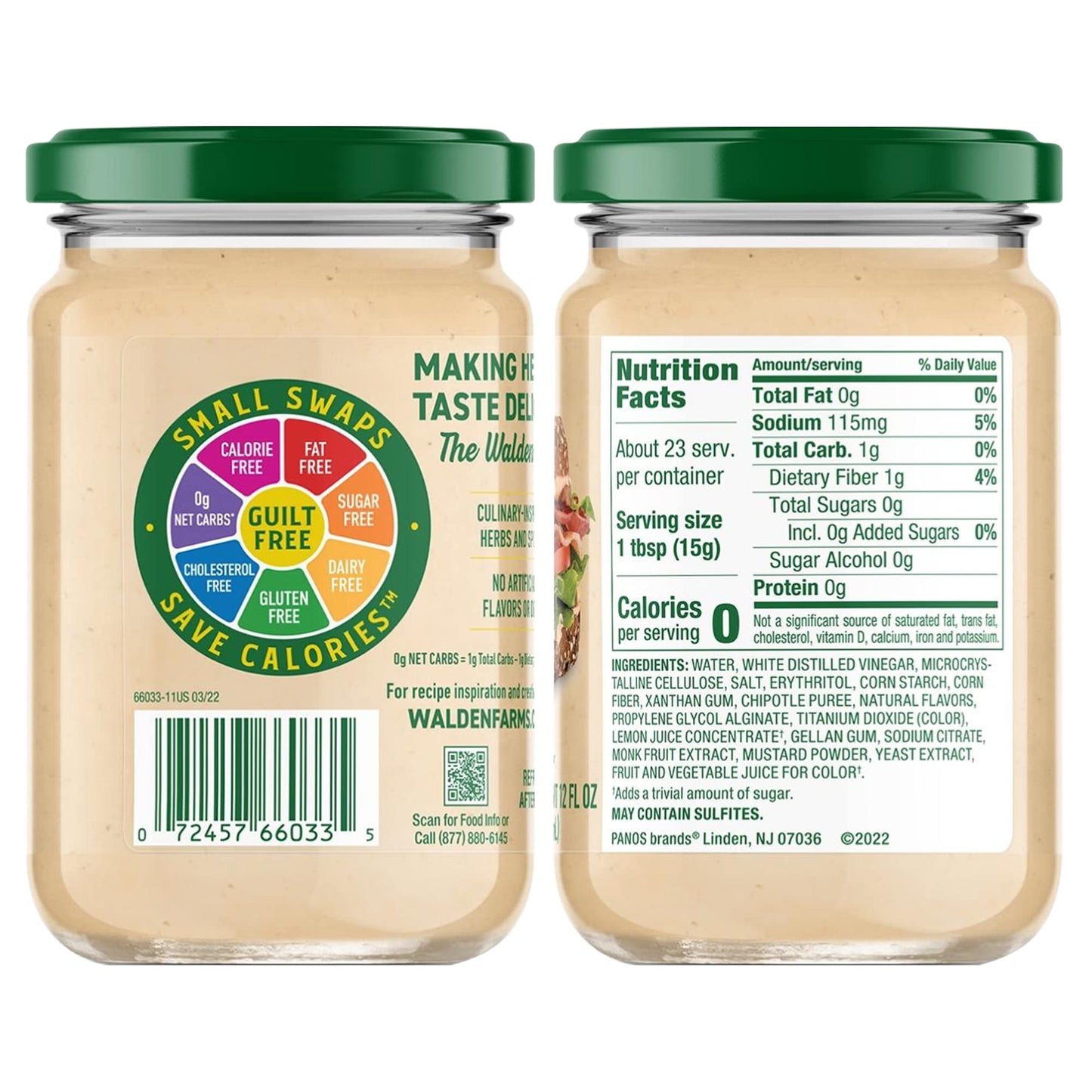 Walden Farms Chipotle Mayo - Zero Calorie, Sugar Free, Keto & Fat Free Spicy Vegan Mayonnaise Alternative for Sandwiches, Wraps & Dips- 2-Pack, 12 oz