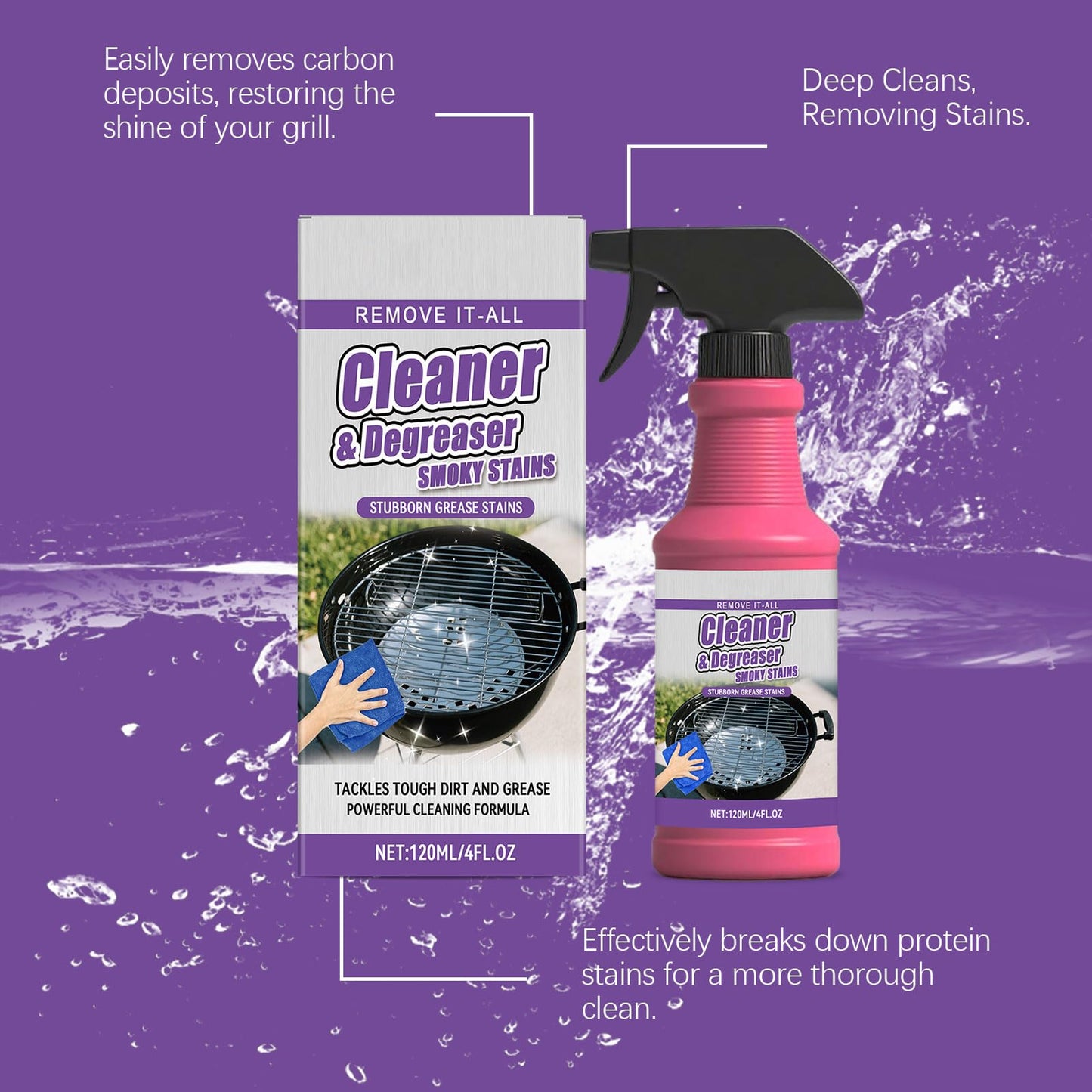 0BtunkIMQH Fast Acting Heavy Duty Grill Degreaser Spray, 2026 Upgrade BBQ Grill Cleaner, Multi-Functional Stubborn Grease Smoky Stains Remover