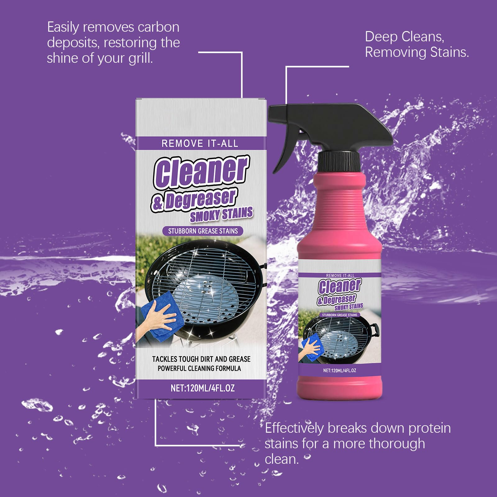 0BtunkIMQH Fast Acting Heavy Duty Grill Degreaser Spray, 2026 Upgrade BBQ Grill Cleaner, Multi-Functional Stubborn Grease Smoky Stains Remover