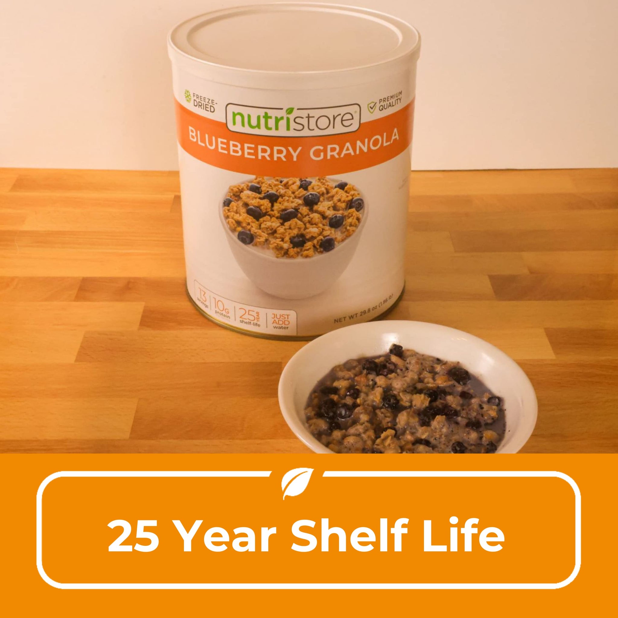 Nutristore Freeze-Dried Blueberry Granola | Emergency Survival Bulk Food Storage Meal | Perfect for Everyday Quick Meals and Long-Term Storage | 25