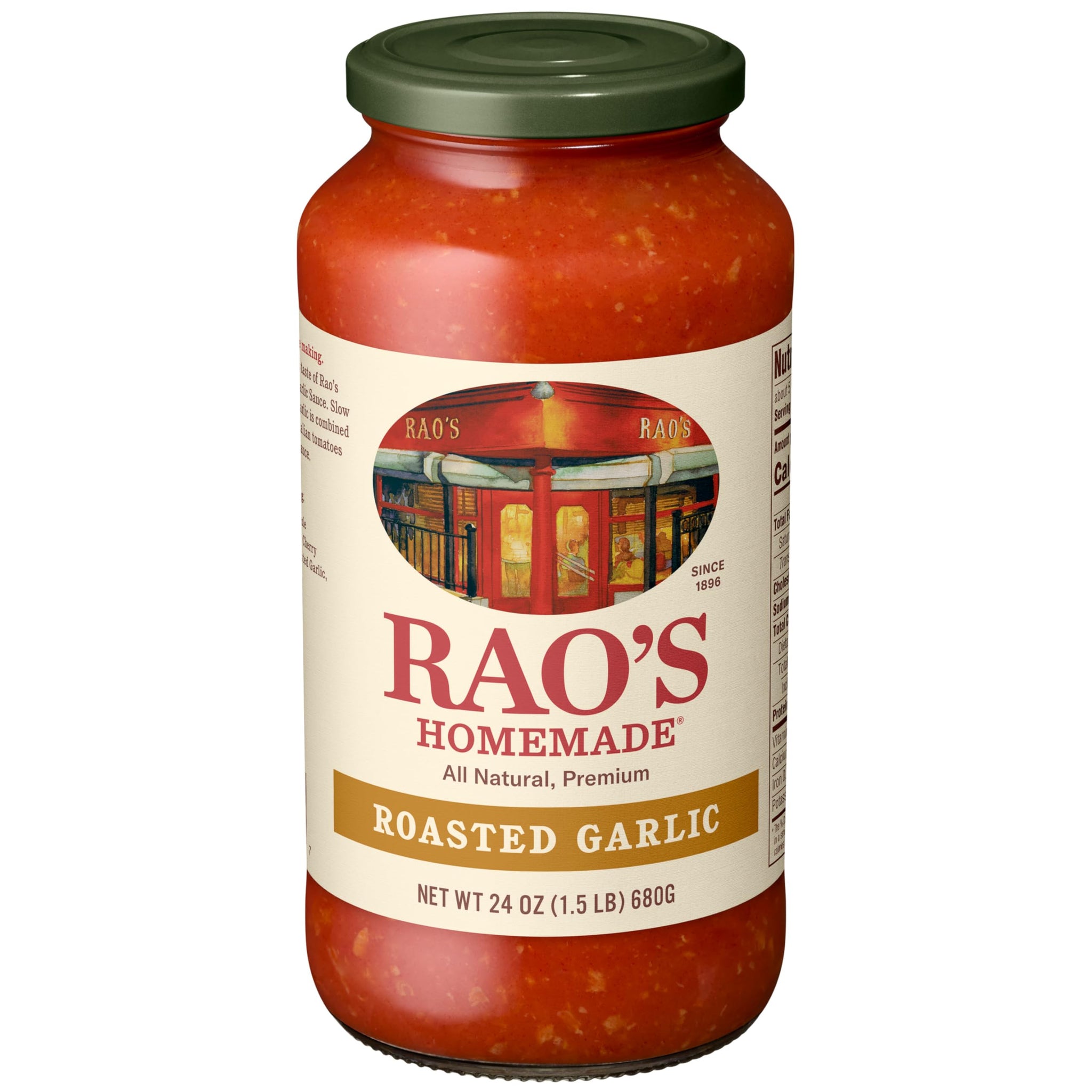 Rao's Homemade Tomato Sauce | Roasted Garlic | 24 oz | Versatile Pasta Sauce | Carb Conscious, Keto Friendly | All Natural, Premium Quality | Made