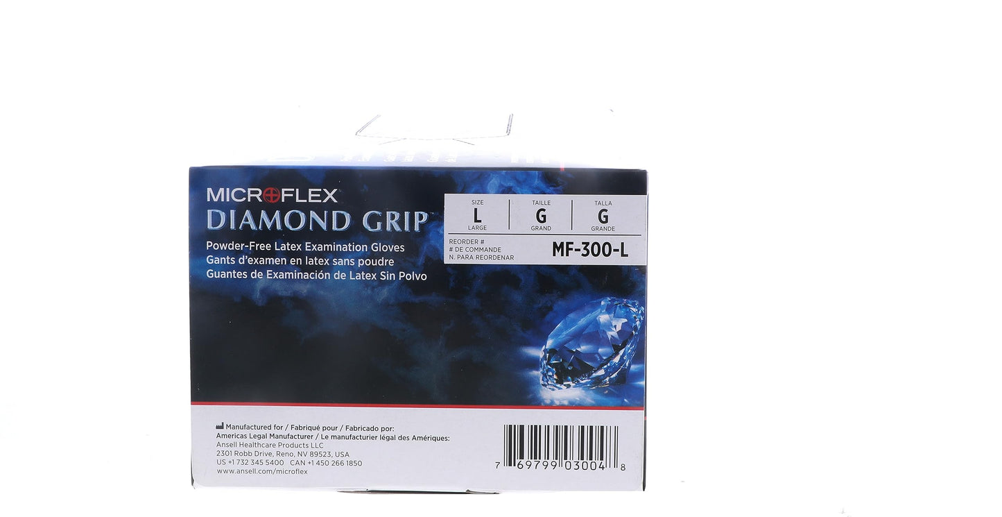Ansell MICROFLEX Diamond Grip MF-300 Exam Standard Gloves - Size L, Natural (Box of 100)