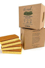 Eco Sponges - Coconut & Cellulose Kitchen Sponges, Biodegradable, Compostable, Plastic-Free Cleaning Scrubbers (12 Pack)