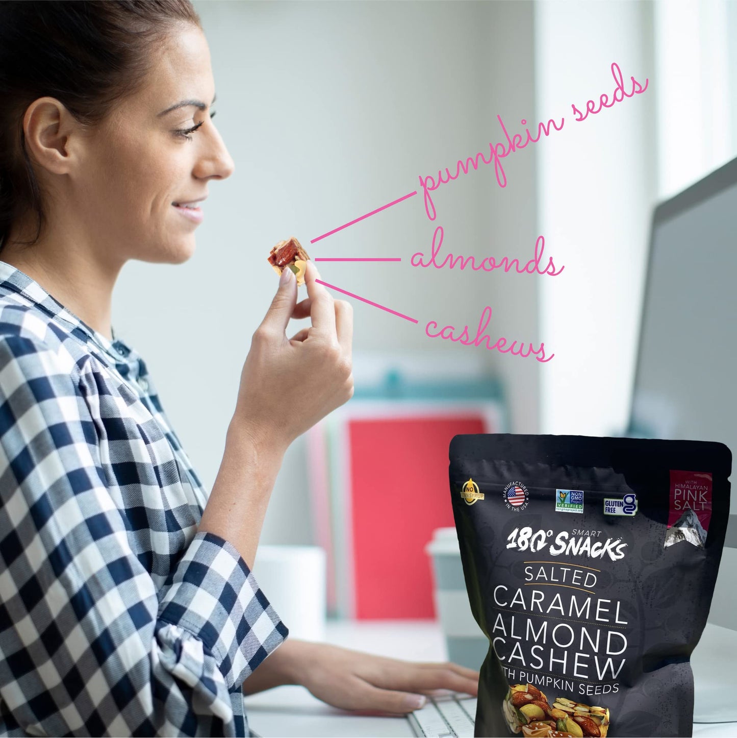 180 Snacks Salted Caramel Almond Cashew with Himalayan Salt - Delicious, Bite-Size Healthy Snacks - Non GMO, Dairy-free, Gluten-free Snacks - EBT