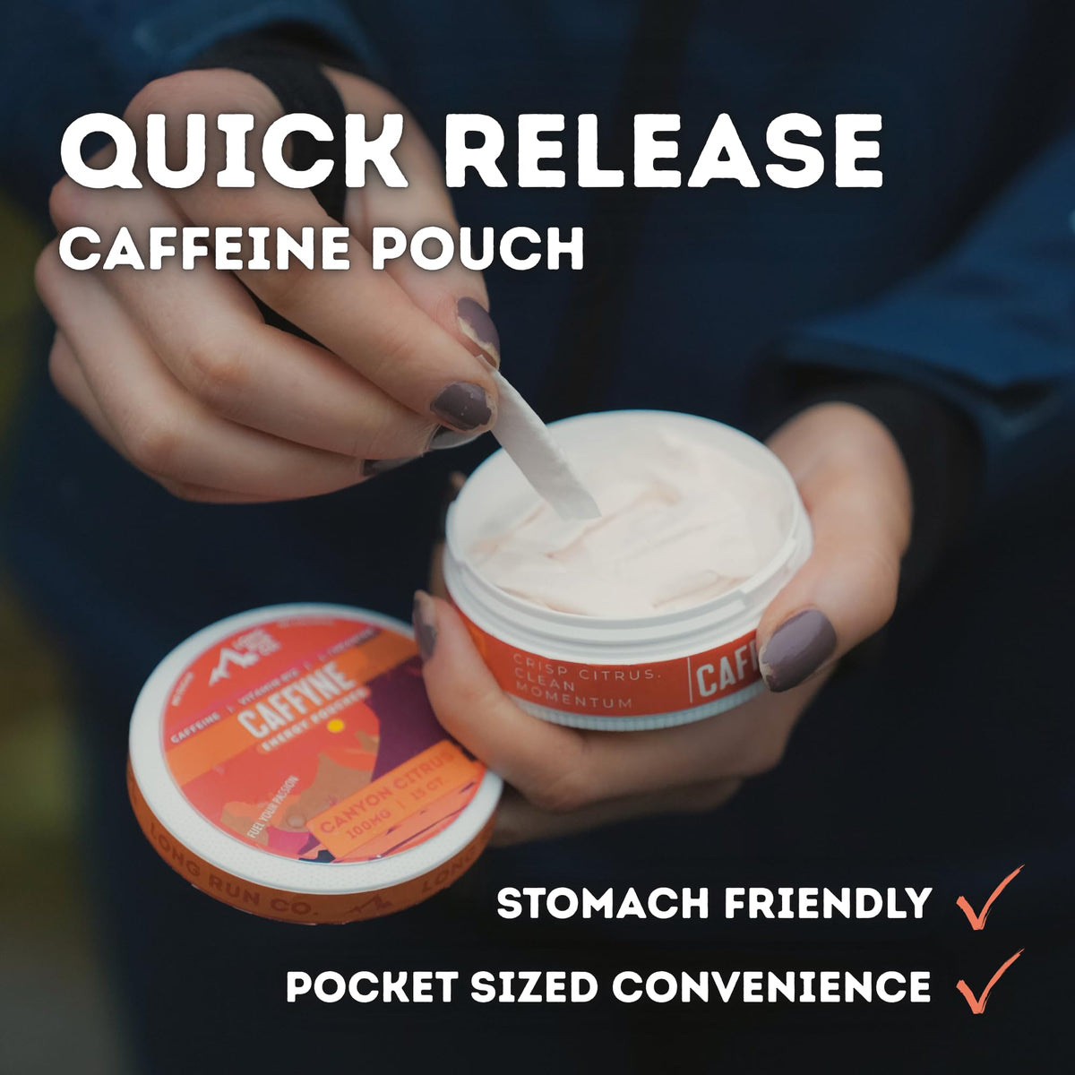 CAFFYNE Energy Pouches by Long Run Co. - All Natural Caffeine + B Vitamins + L-Theanine | Sugar-Free & 0 Calories | 100mg of Caffeine in Each Pouch