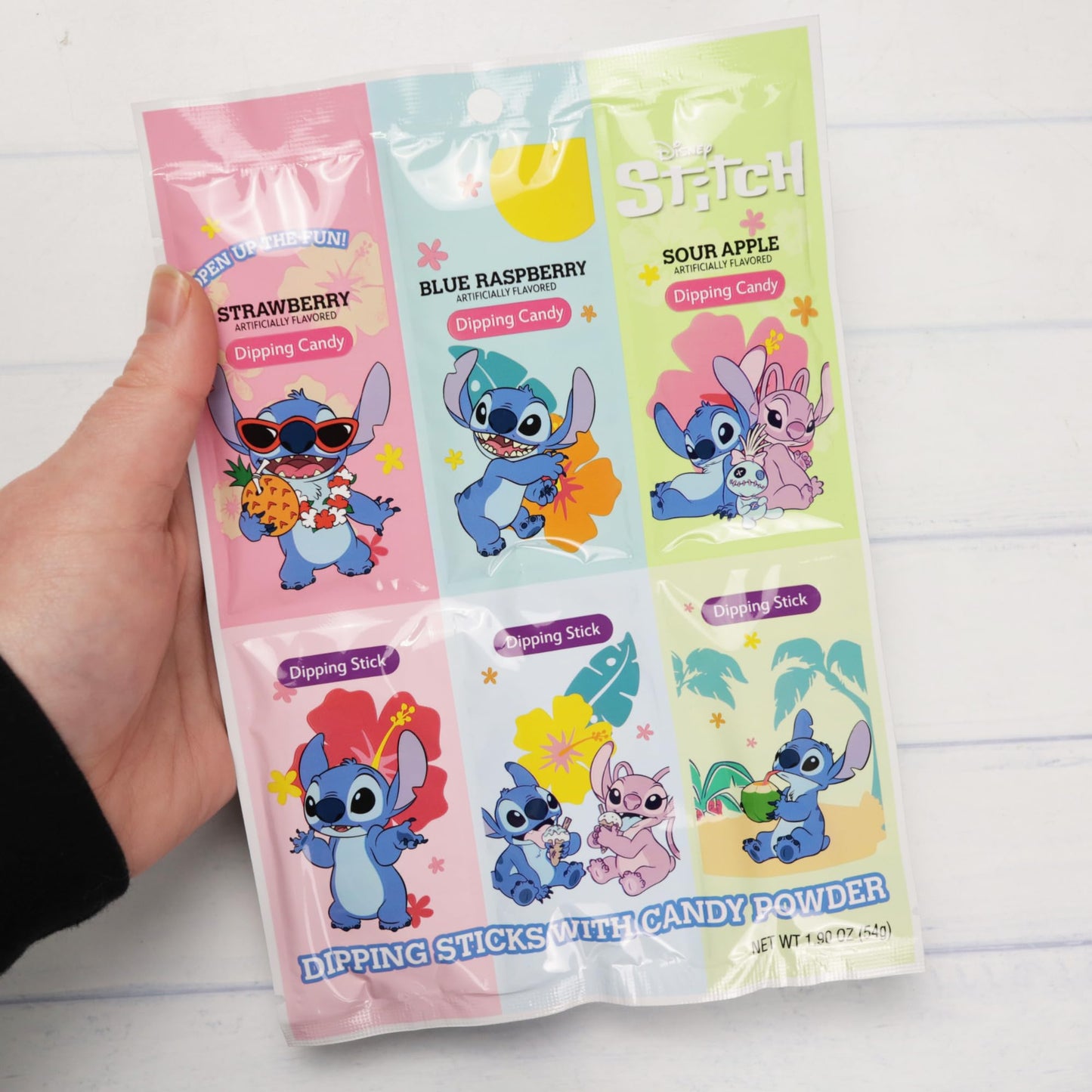 Lilo and Stitch Dipping Sticks & Powder Candy, Assorted Fruit Flavors, Fun Interactive Candy Treats, Party Favors & Goodie Bag Snacks, 1.90 oz (Pack