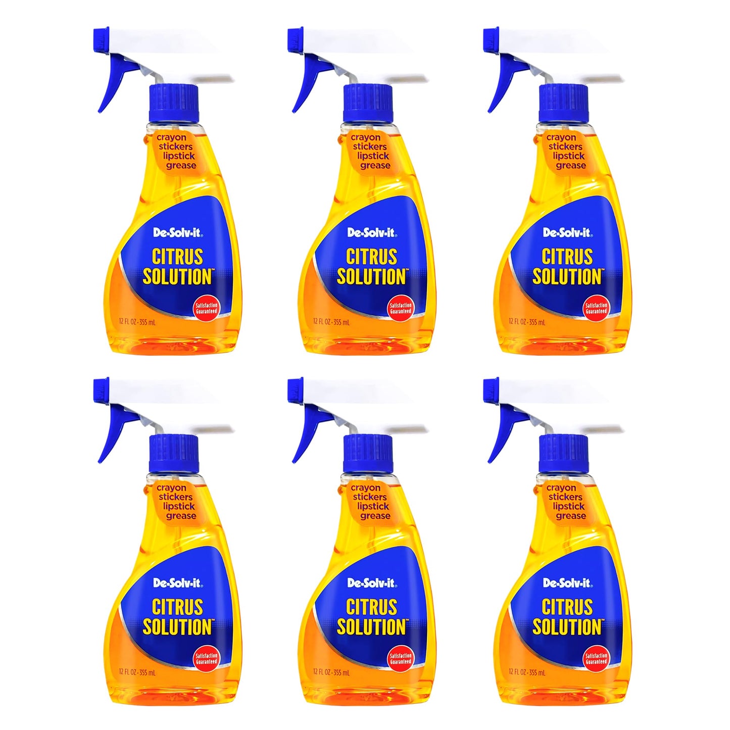 De-Solv-It Citrus Solution - Odor & Stain Remover for Cloth, Wood, Glass & More, 12.6-Ounce (6-Pack)