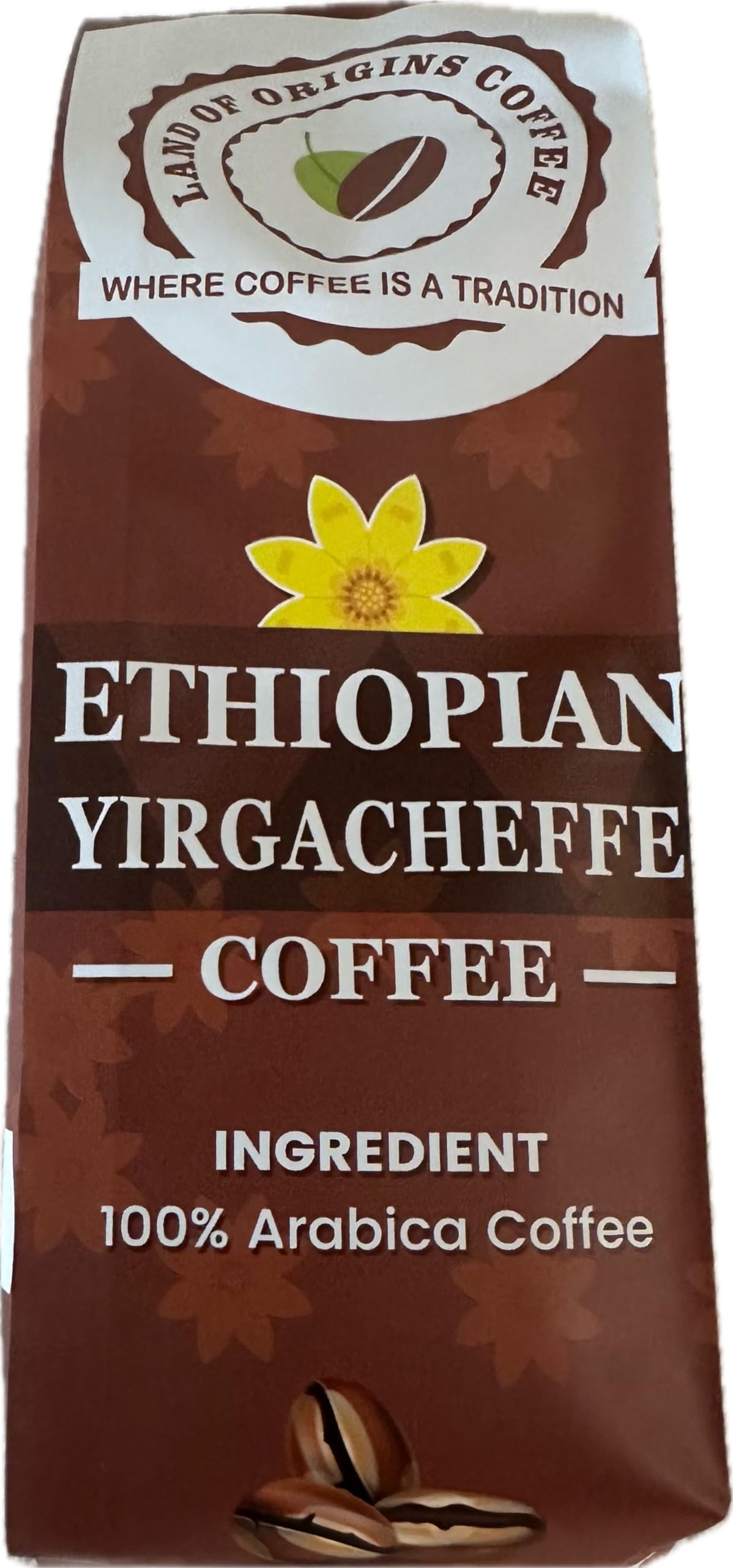 ETHIOPIAN YIRGACHEFFE Whole Beans coffee, medium roast, single origin,100% Arabica, natural process, specialty Ethiopian coffee 16oz (1 pound)