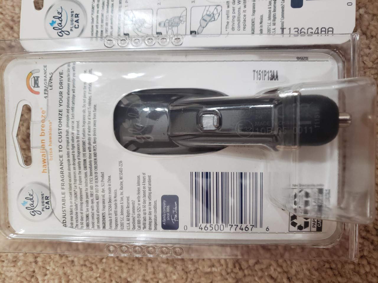 4 UNITS Glade plugins CAR air freshener Starter device + 3 Refills HAWAIIAN BREEZE3