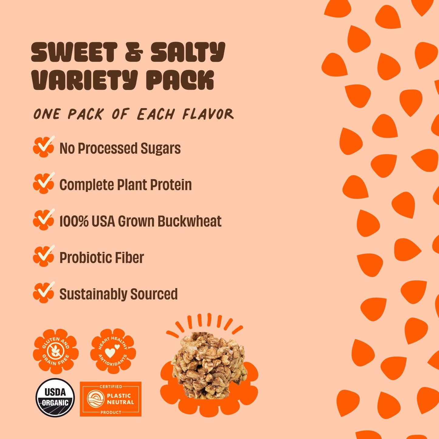 Clusterbucks Superfood Clusters - Grain-Free, Keto-Friendly Granola with Regeneratively Grown Sprouted Buckwheat- Gluten-Free, Low-Carb, Organic