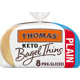 Thomas' Keto Plain Bagel Thins, 8 count, (1.63 oz each), Bagels, 13 oz Bag