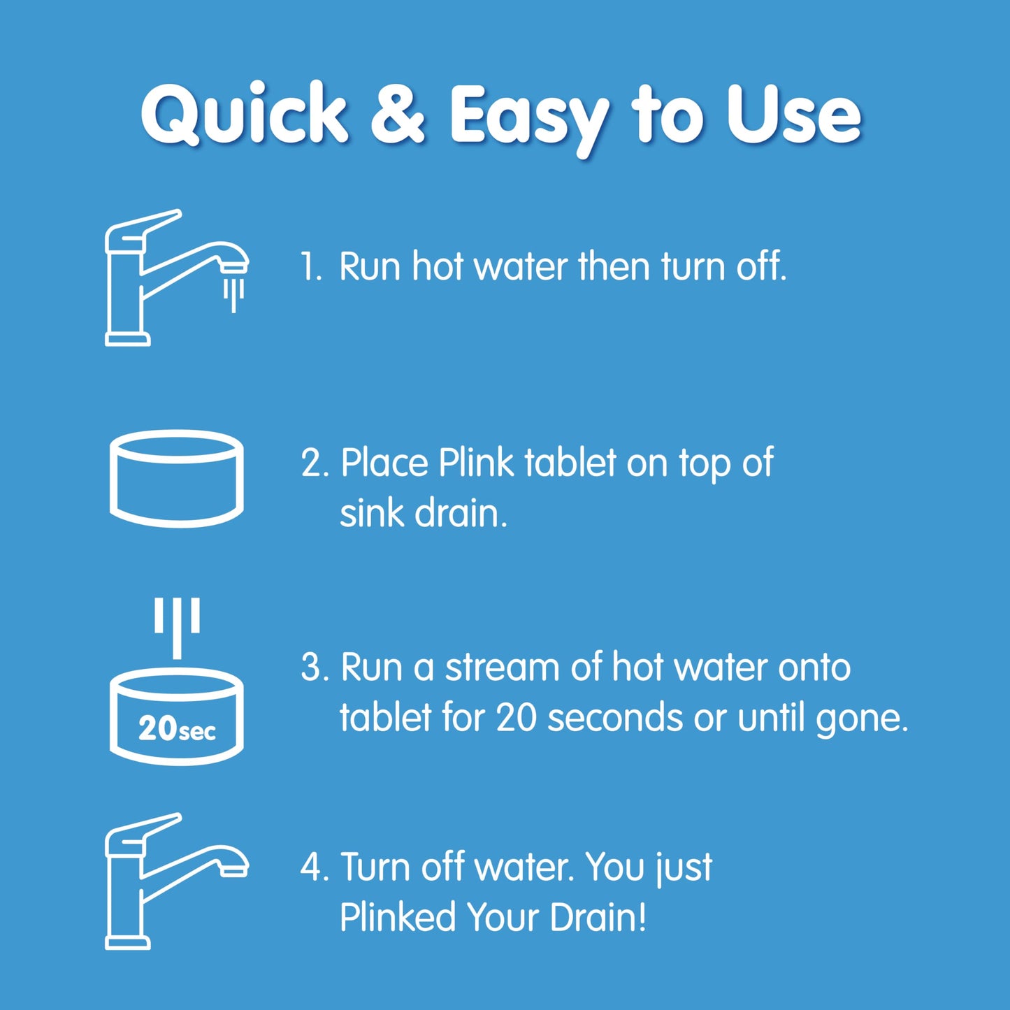 Plink Fizzy Drain Cleaner and Freshener, Prevents Drain Clogs and Buildup, Removes Odors from Bathroom and Kitchen Sinks, Septic-Friendly, Made in the