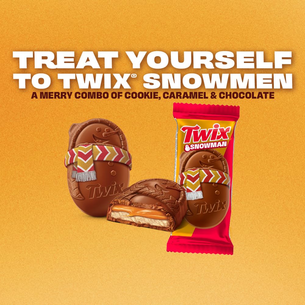 TWIX Caramel Cookie Snowmen Christmas Chocolate Candy Bars, 6 Ct Pack