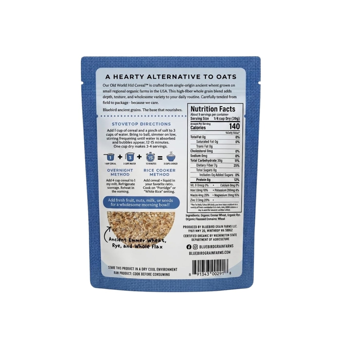 Bluebird Grain Farms Organic Old World Hot Cereal, 12 Oz.