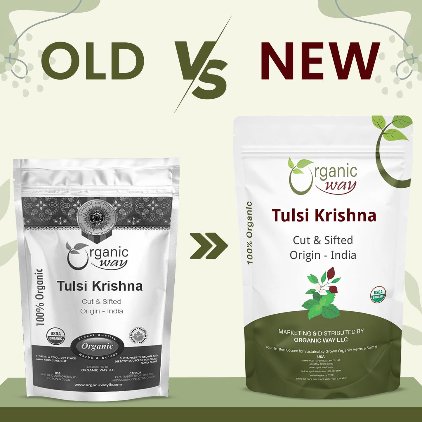 Organic Way Tulsi/Holy Basil (Krishna) Cut & Sifted (Ocimum Tenuiflorum) - Herbal Tea | Organic & Kosher Certified | Raw, Vegan, Non GMO & Gluten Free