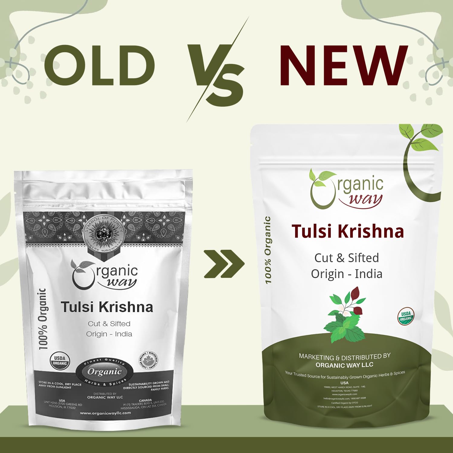 Organic Way Tulsi/Holy Basil (Krishna) Cut & Sifted (Ocimum Tenuiflorum) - Herbal Tea | Organic & Kosher Certified | Raw, Vegan, Non GMO & Gluten Free
