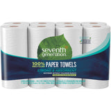 Seventh Generation 100% Recycled Paper Kitchen Towel Rolls, 2-Ply, 11 x 5.4, 156 Sheets/Roll, 8 Rolls/Pack