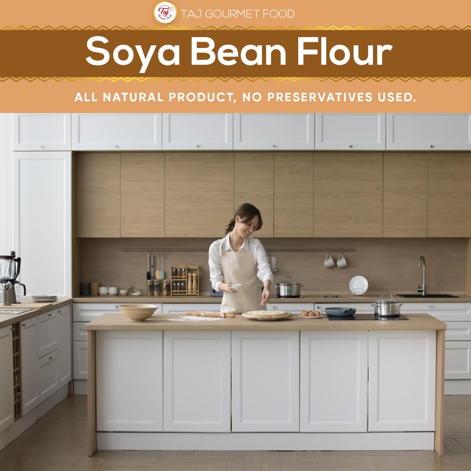 TAJ Soya Bean Flour 2-Pounds | Soy Bean Flour | All-Natural