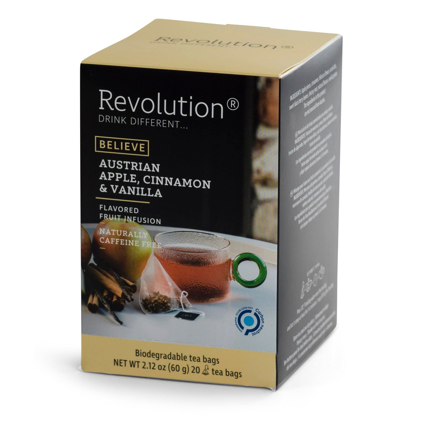 REVOLUTION TEA® Austrian Apple, Cinnamon & Vanilla Fruit Tea [THE ORIGINAL] - Premium Full Leaf Tea - Biodegradable Infuser Tea Bags - Flavored Fruit