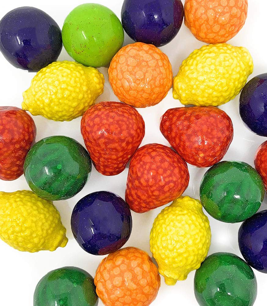 SweetGourmet Seedling Gumballs, 1 Pound Bag, Assorted Fruit-Shaped Bubble Gum with Candy Seeds, 45 Pieces, Kosher, Apple Orange Lemon Strawberry Grape