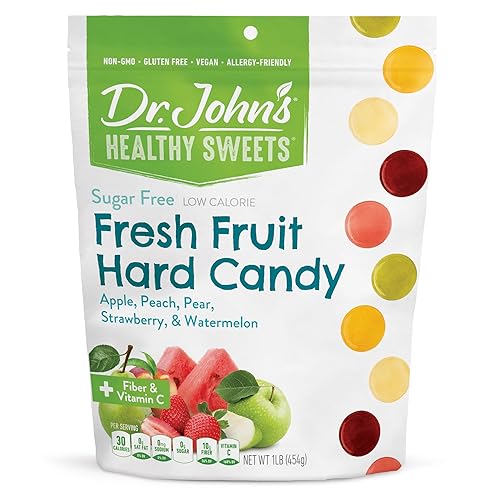 Dr. John’s Sugar Free Candy, Healthy Hard Candy with Zero Sugar, Low Calorie Snacks, Keto Friendly, Vegan, Gluten Free, Fresh Fruit Flavors, 100