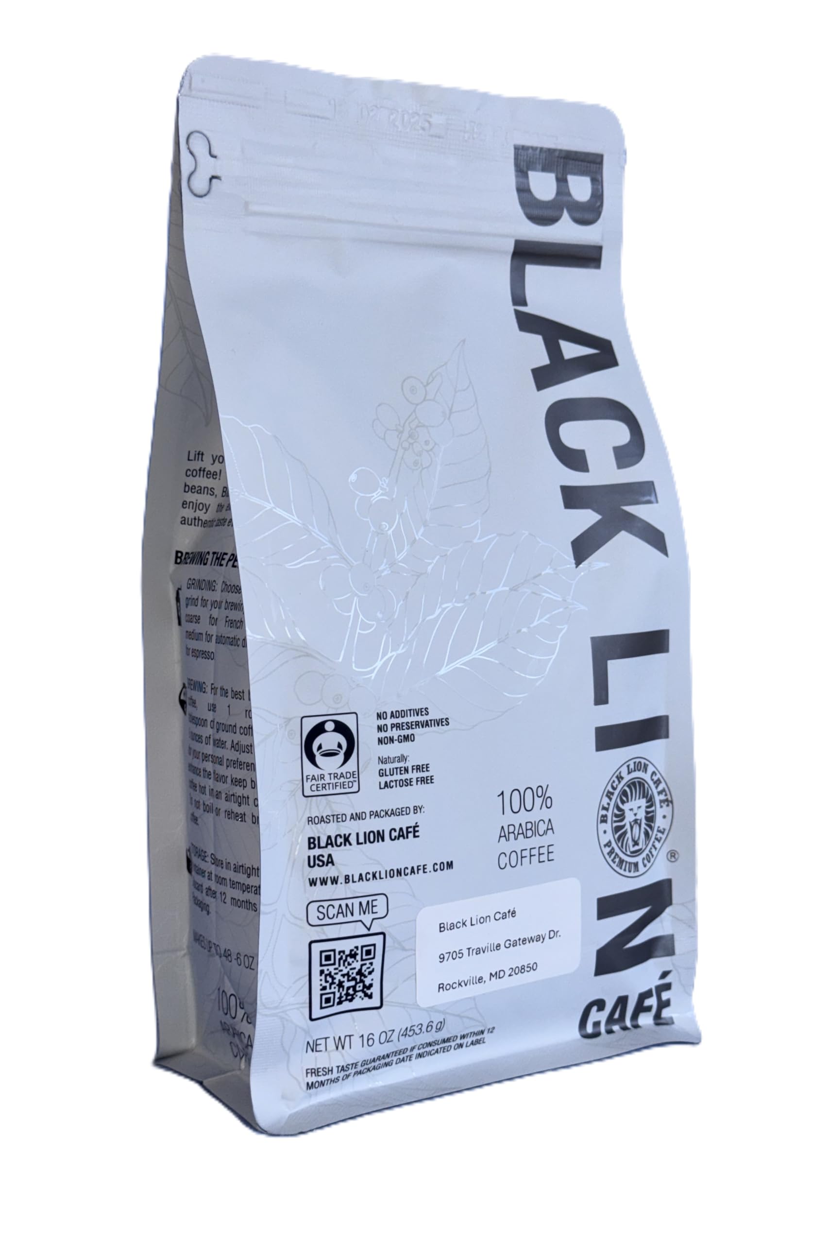 Black Lion Cafe Ethiopian Guji Coffee Beans Single Origin Arabica, Fresh Roasted Premium Whole Bean Coffee, Medium Roast, 16 oz