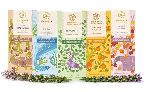 Elements Truffles Dark Chocolate Bar Combo Pack of 5 | Ayurvedic, Vegan & Gluten Free | No Refined Sugar & Artificial Flavours | Enriched with Cocoa