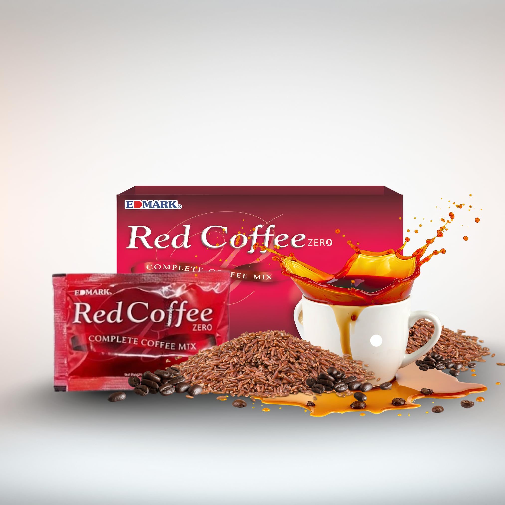 EDMARK Red Coffee - ZERO Sugar | Organic Instant Coffee w/Rose Petal Extract | Aromatic Red Coffee Pods for Daily Energy, Focus, Wellness & Coffee