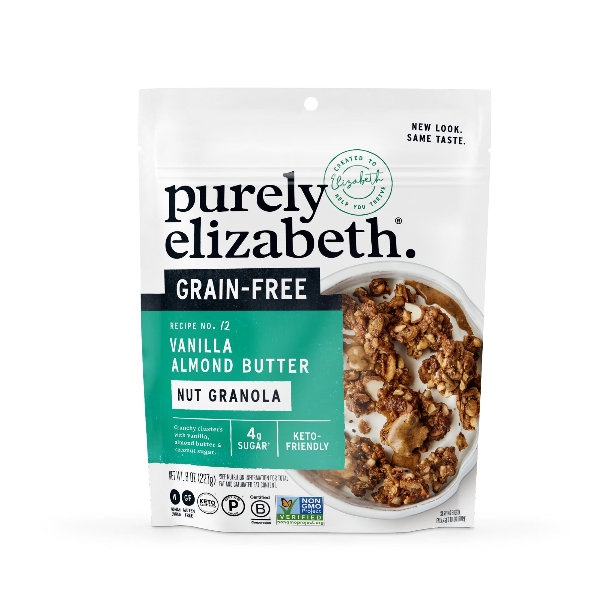 Purely Elizabeth, Granola Vanilla Almond Butter MCT Grain Free, 8 Ounce