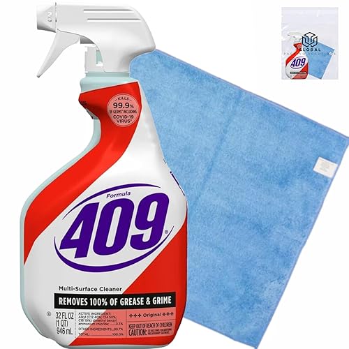 GLOBAL PACKING SOLUTIONS 409 Multi-Surface Antibacterial Cleaner Degreaser Spray 32 oz Kills 99.9% of Germs Including COVID-19 Virus bundled